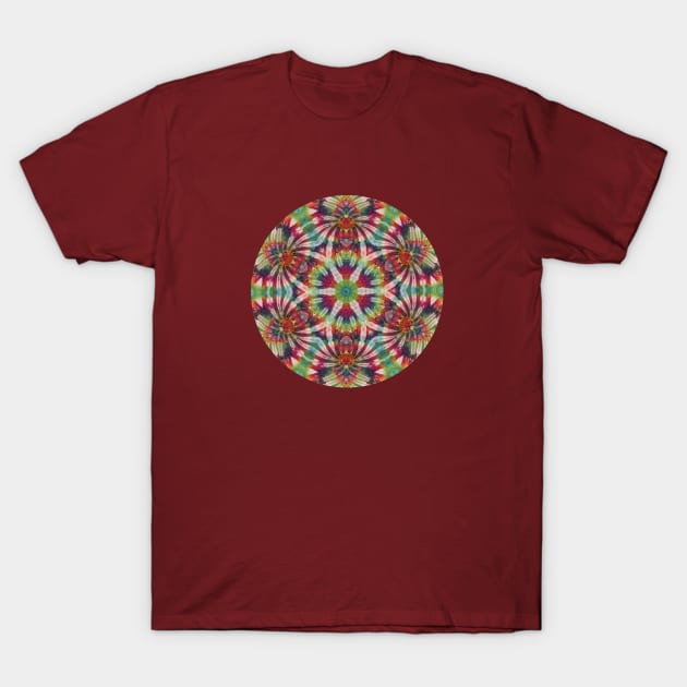 Psychedelic Kaleidoscopic Multi-Color Mandala Number 4 Circle T-Shirt by SpotterArt